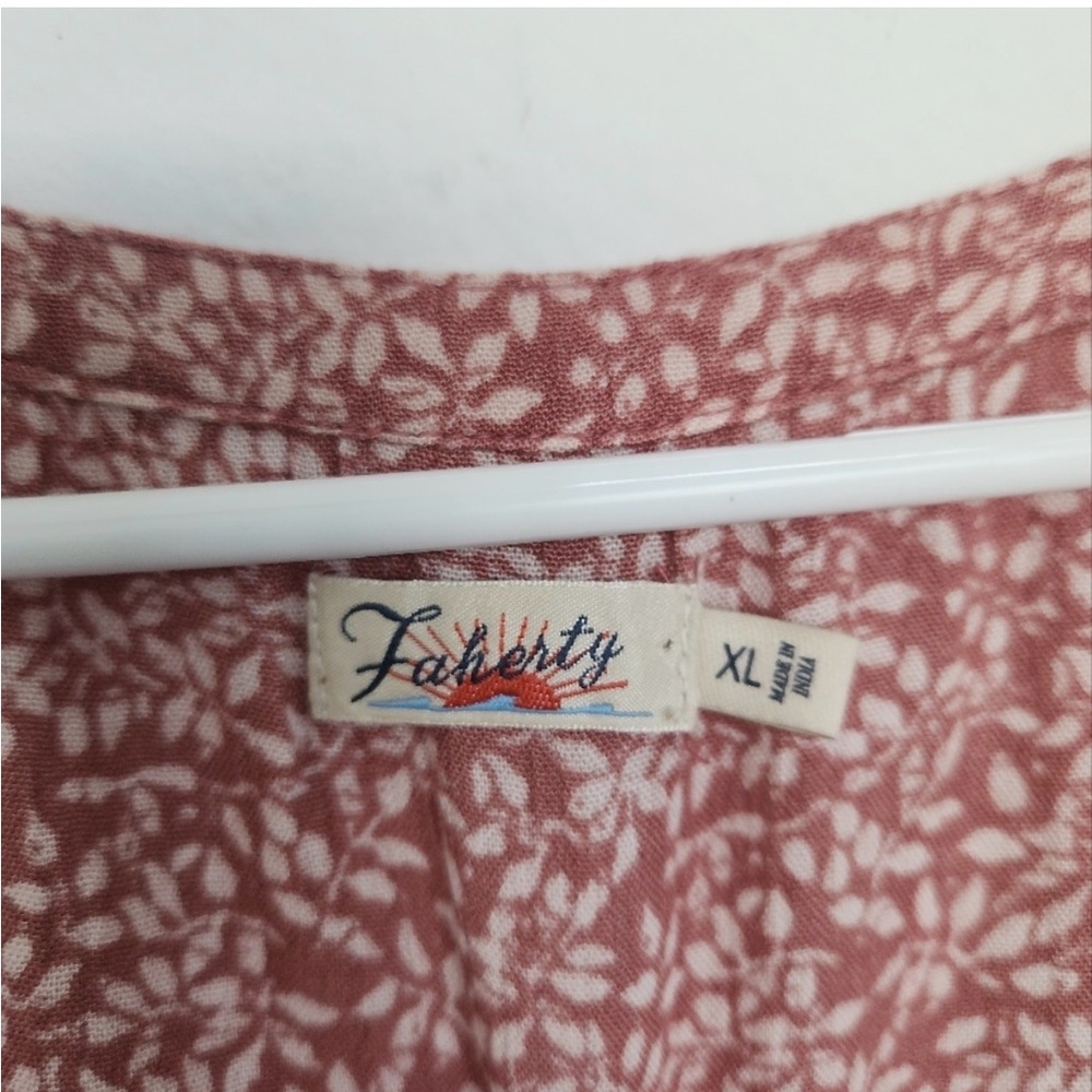 Faherty Montara Leaf Batik Long Sleeve Dress XL - Picture 3 of 5